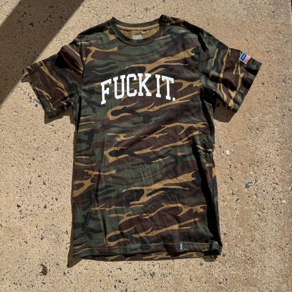 HUF Green and Brown Camouflage T-Shirt